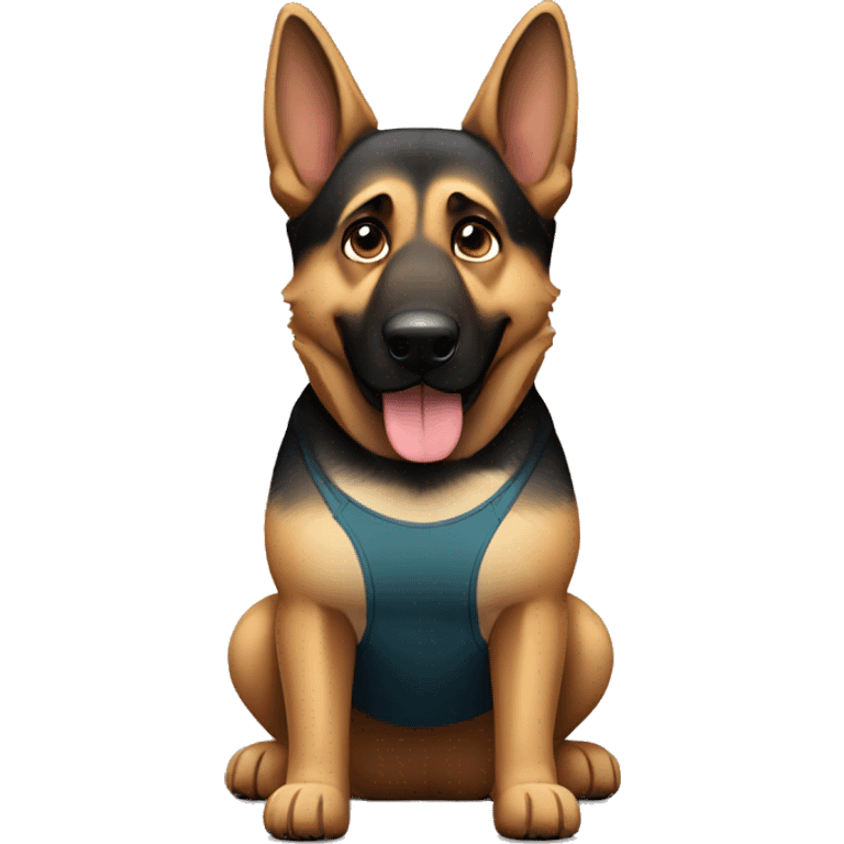 German shepherd lifting weights emoji