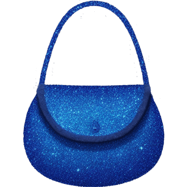 Realistic cobalt blue Sparkle glitter with fur purse isolated.  emoji