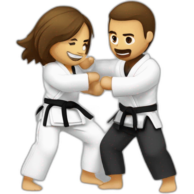 Casal lutando jiu-jitsu emoji