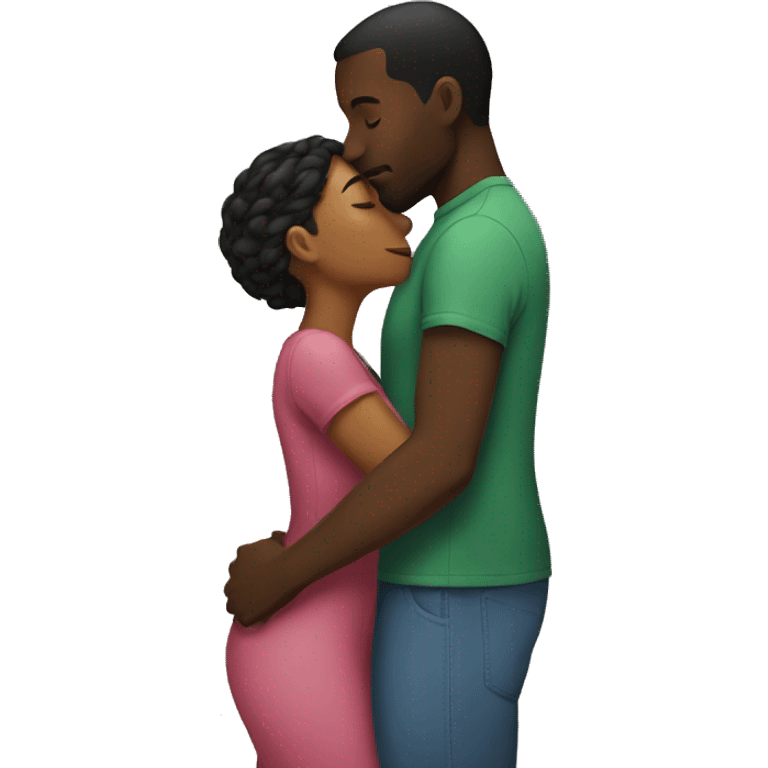 Black man and woman kissing emoji