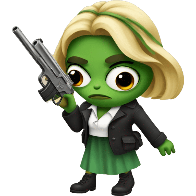 Girl Pepe frog holding gun and Starbucks  emoji