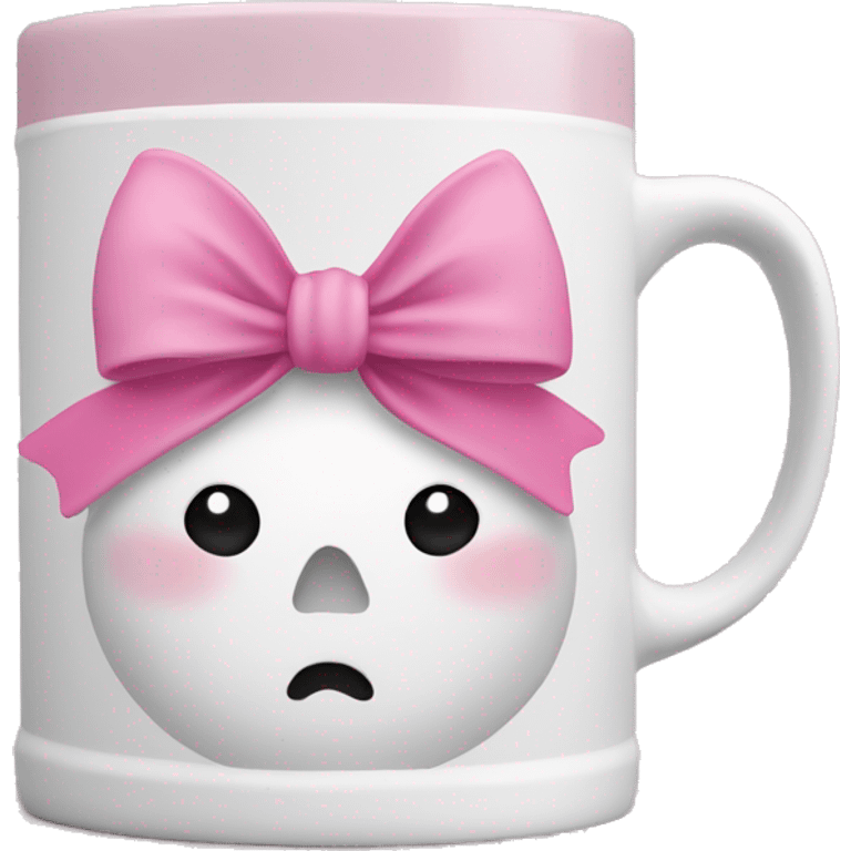 A winter theamed mug with a pink bow  emoji