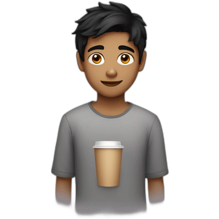 Indian boy with black hair and coffee skin emoji