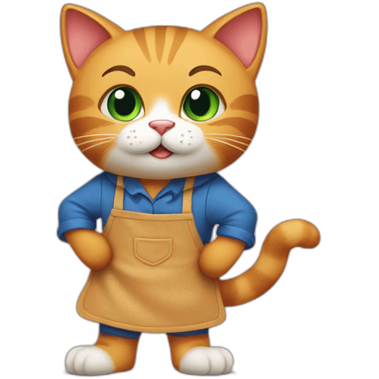 the cat stands on his apron paws emoji