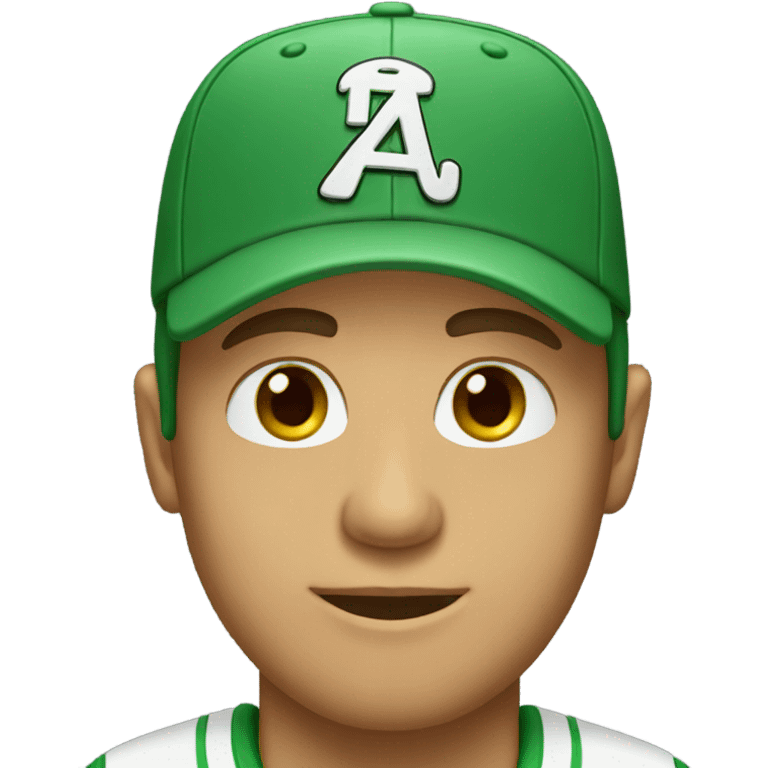 Man green eyes and  baseball cap emoji