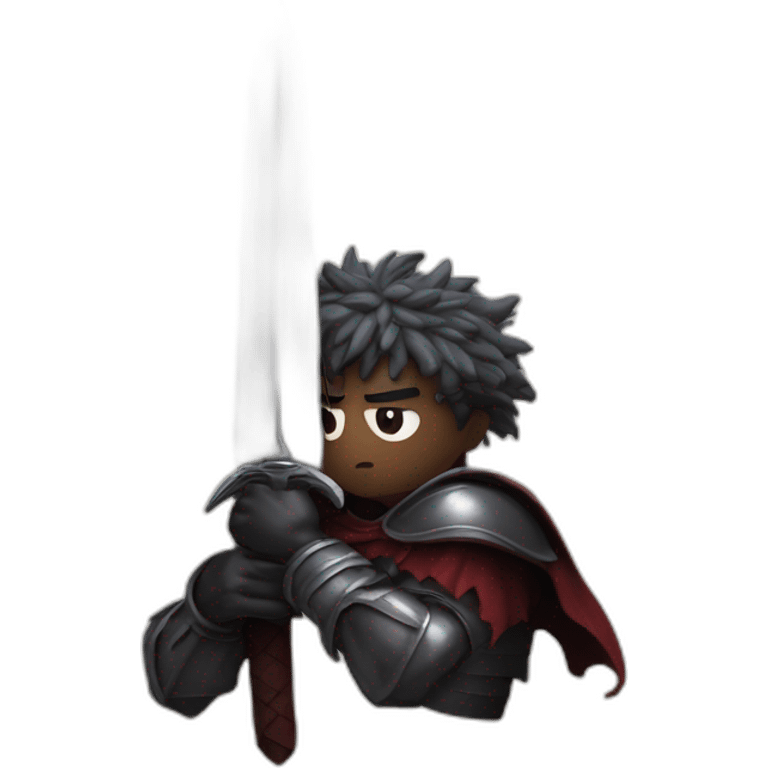 angry berserk guts carrying a huge sword on his shoulder framed on his bust emoji