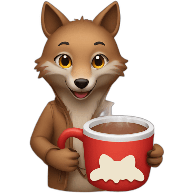 Jackal holding hot cocoa emoji