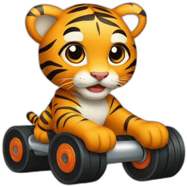 tiger cub on rollers emoji