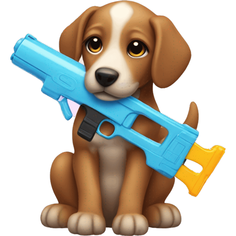 puppy and water gun emoji