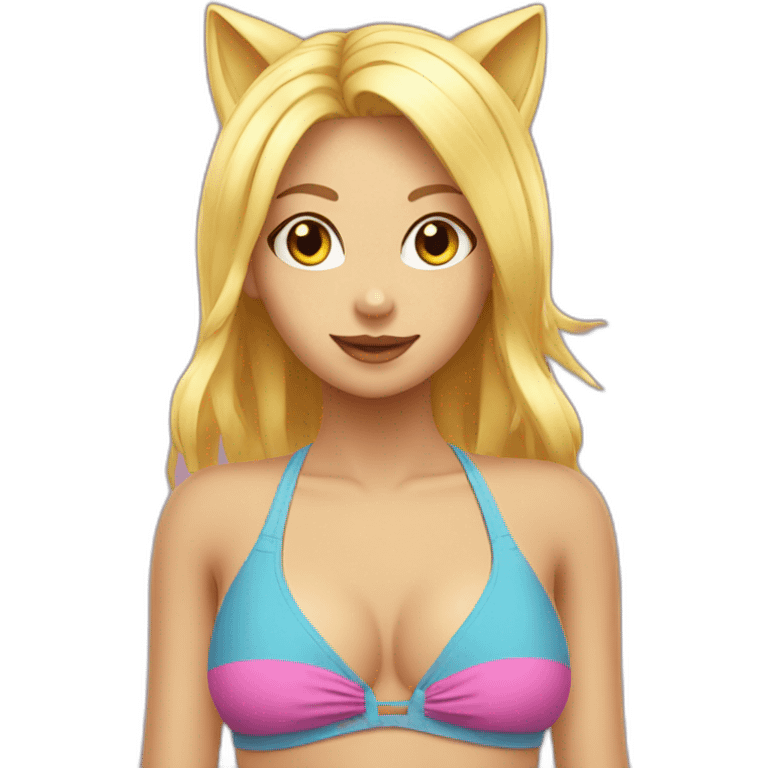 hot catgirl blonde swim suit emoji