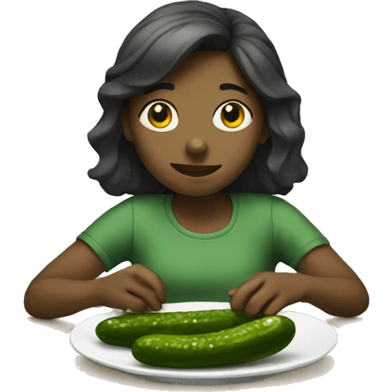 Girl eating pickle emoji