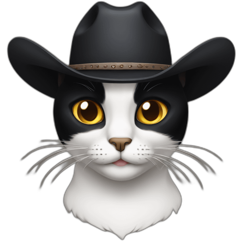 black cat wearing a cowboy hat emoji