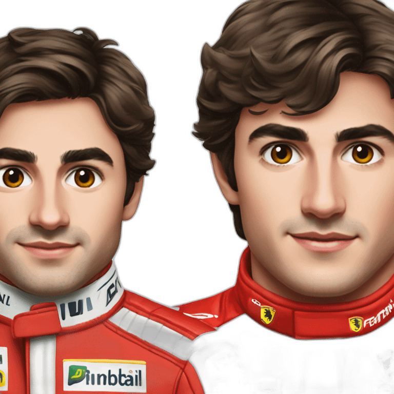 Carlos Sainz and Charles Leclerc in a Ferrari F1 suit emoji