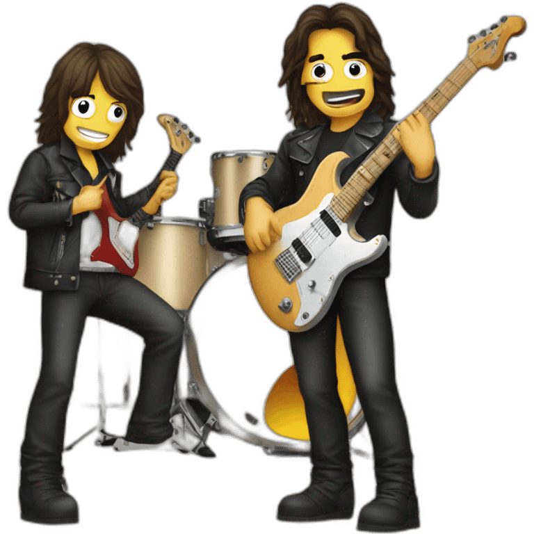 Grupo de rock baterista, guitarra eléctrica y bajista emoji