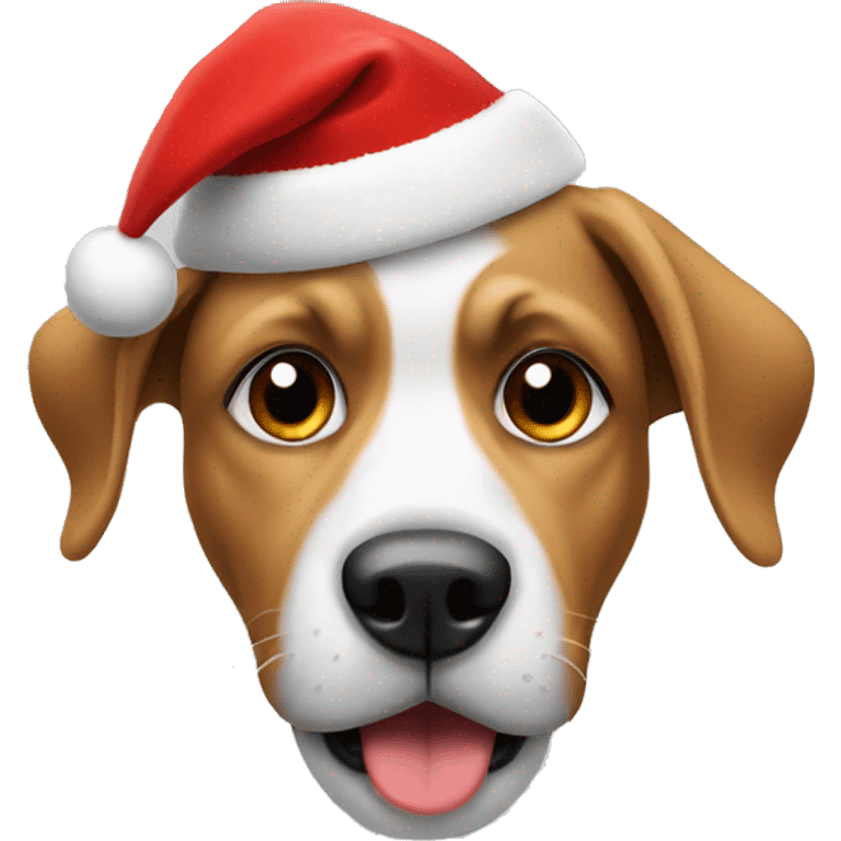 Dog with a Christmas hat emoji