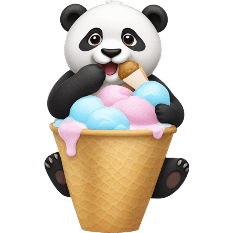 Panda eating ice cream emoji