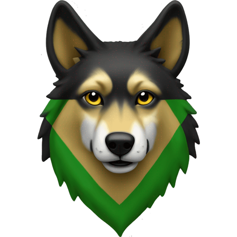 Jamaican color wolf. Green, black and gold emoji