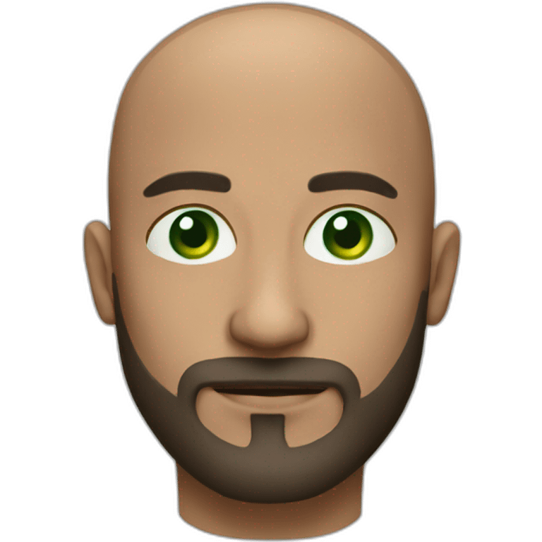 Man 40 years bald with beard green eyes emoji