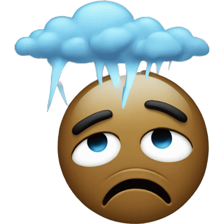 sad crying emoji with thunderstorm behind emoji