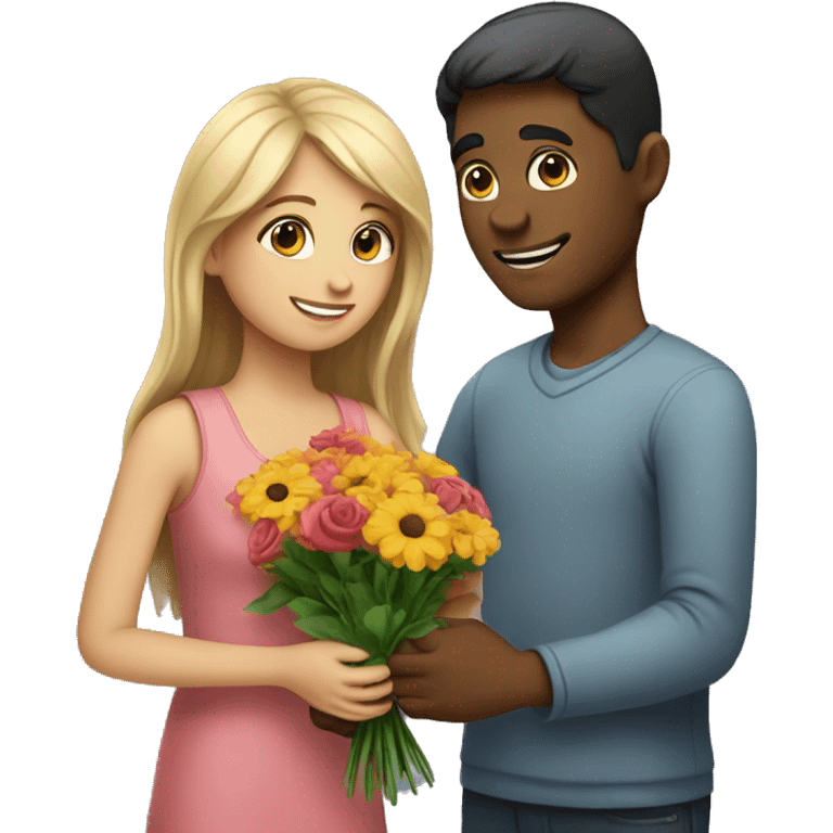 guy giving flowers to girl  emoji