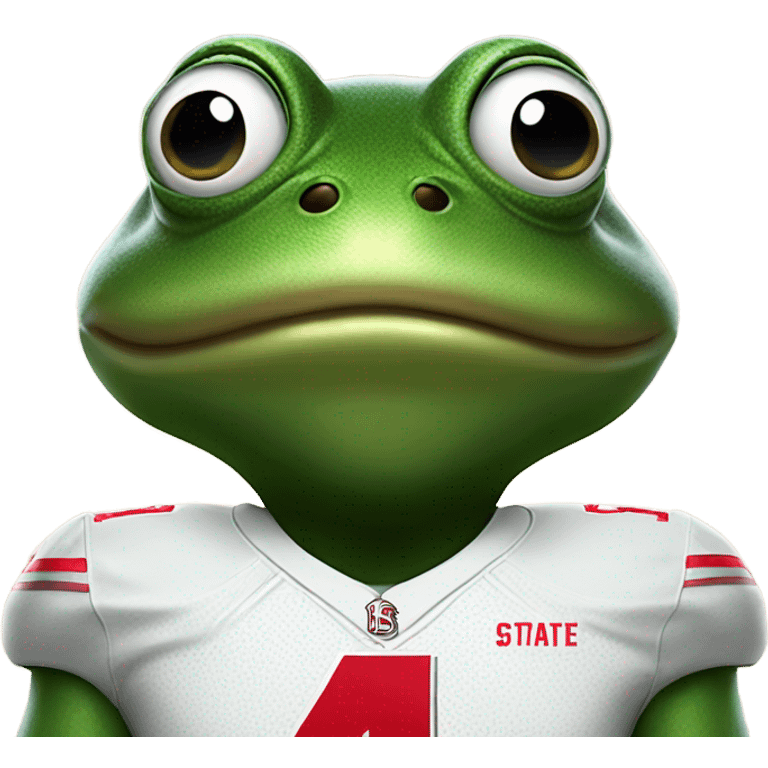 Bullfrog wearing Ohio state jersey number 4 emoji