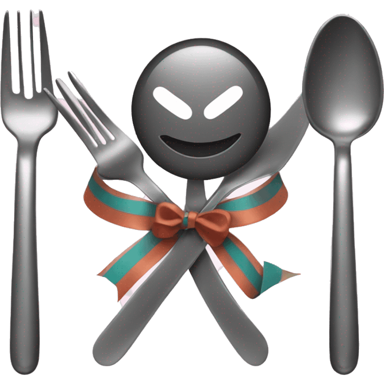 spoon and fork with a ribbon emoji