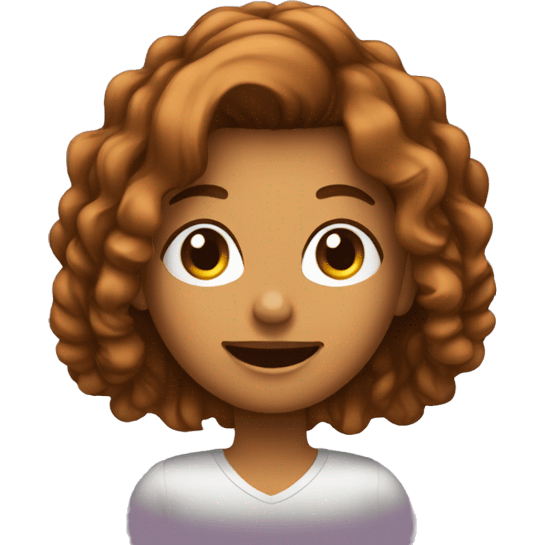 Faça uma emoji com uma mulher com cabelo marrom segurando um celular  emoji