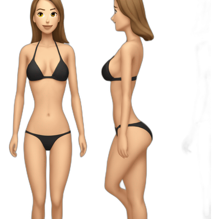 Sexy pose soft-fit Caucasian woman bikini (beach body) circles emoji