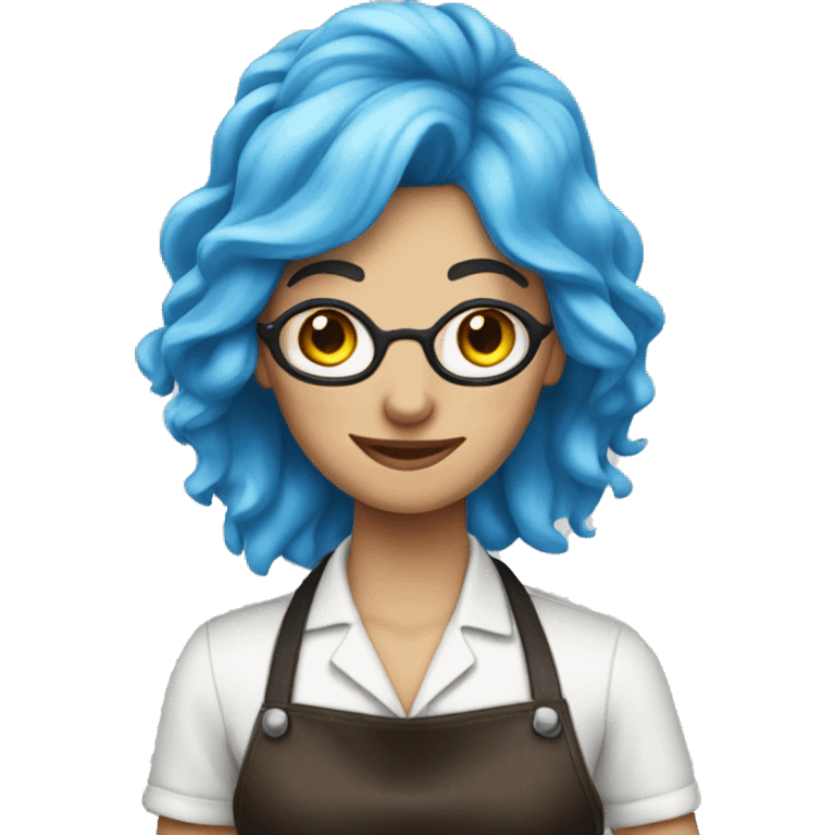 Blue hair barista  emoji