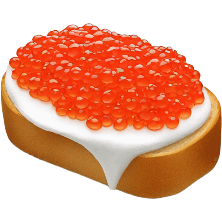 Fresh red caviar on bread, one, white background  emoji