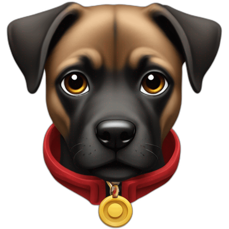 perra negra contenta con collar rojo emoji