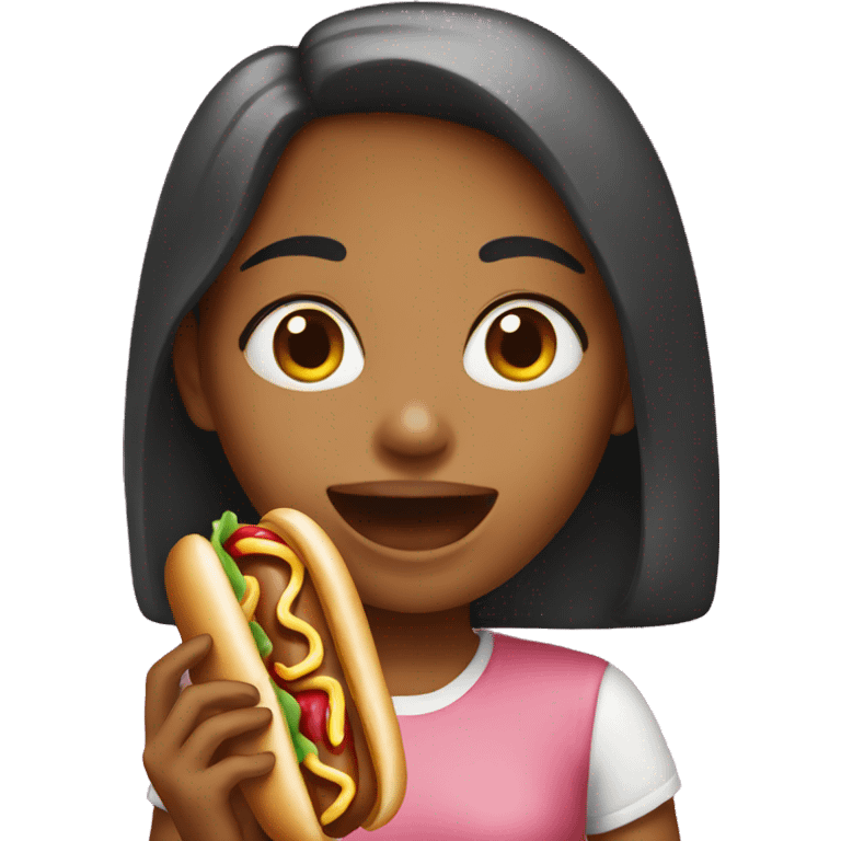 Girl eating hotdog  emoji