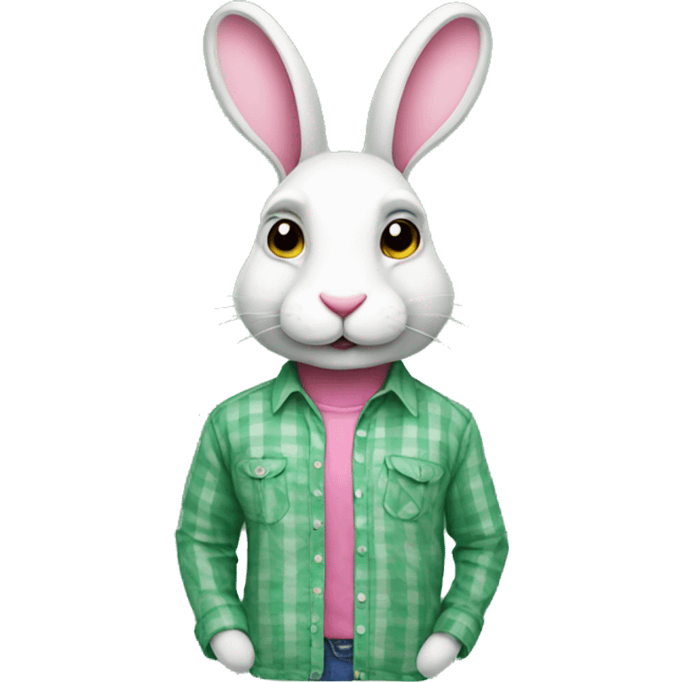 rabbit wearing shirt green and pink emoji