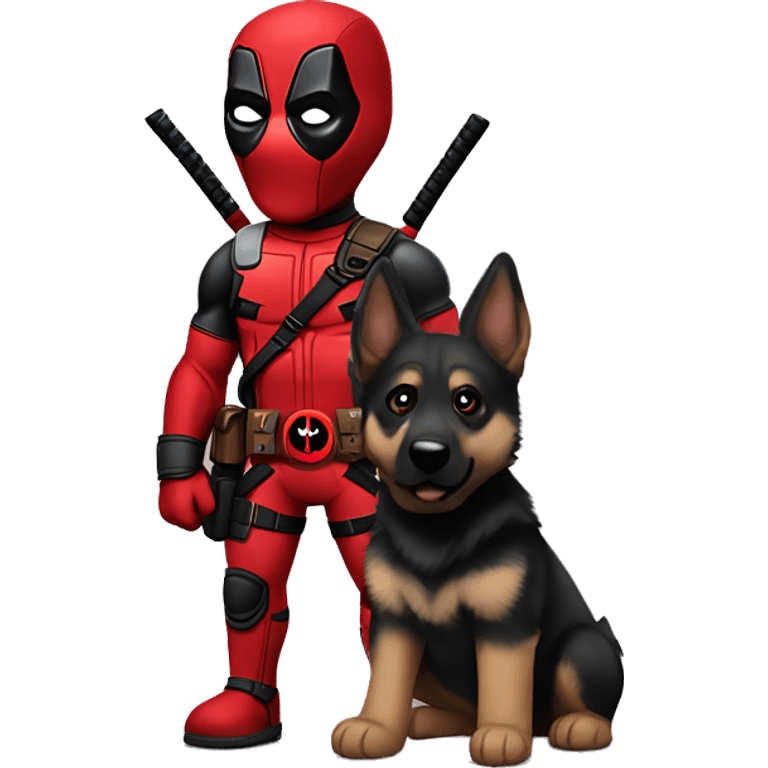 Deadpool holding German shepherd puppy emoji