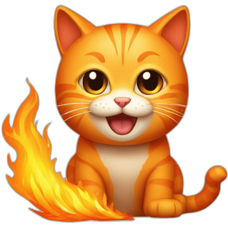 Orange cat with fire emoji