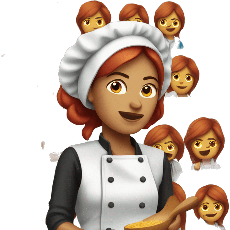 Dark straight Red Hair Mexican woman cooking emoji