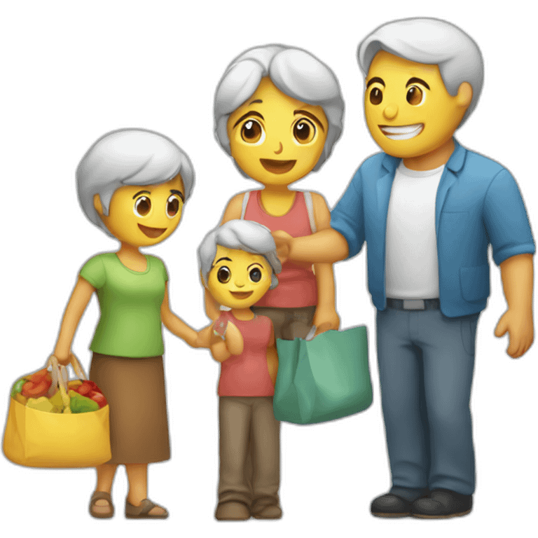 Someone handing a bag of food so a family emoji