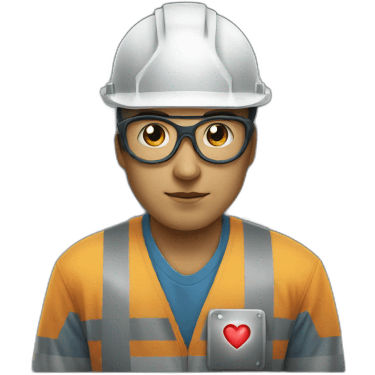 nuclear power plant workers with heart -shaped eyes emoji