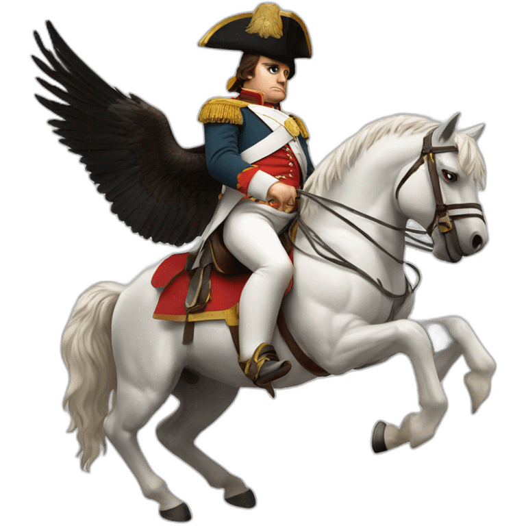 serious angry napoleon on white horse hold a golden eagle emoji