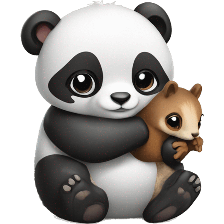 Panda hugging a squirrel  emoji