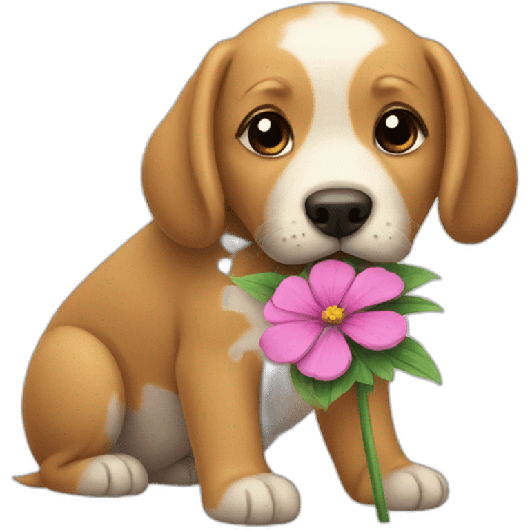 Dog with a flower emoji