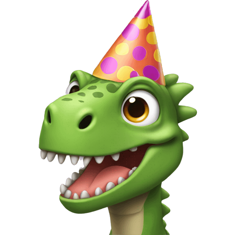 dinosaur with a party hat emoji