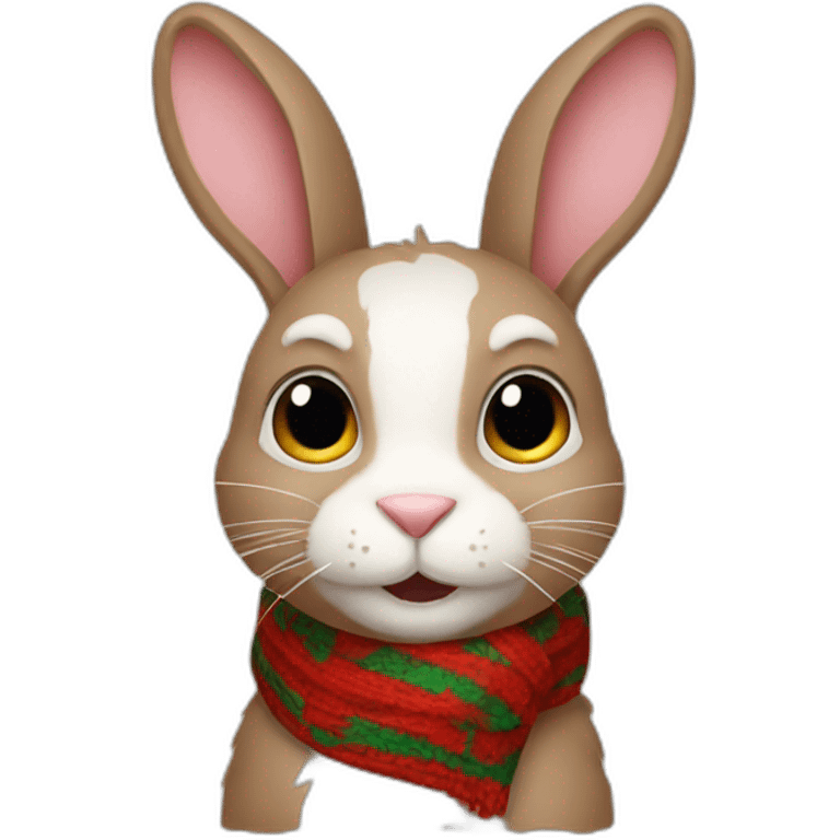 rabbit with christmas scarf emoji