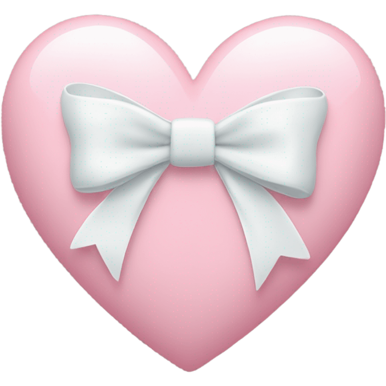 Pastel pink heart with white bow emoji