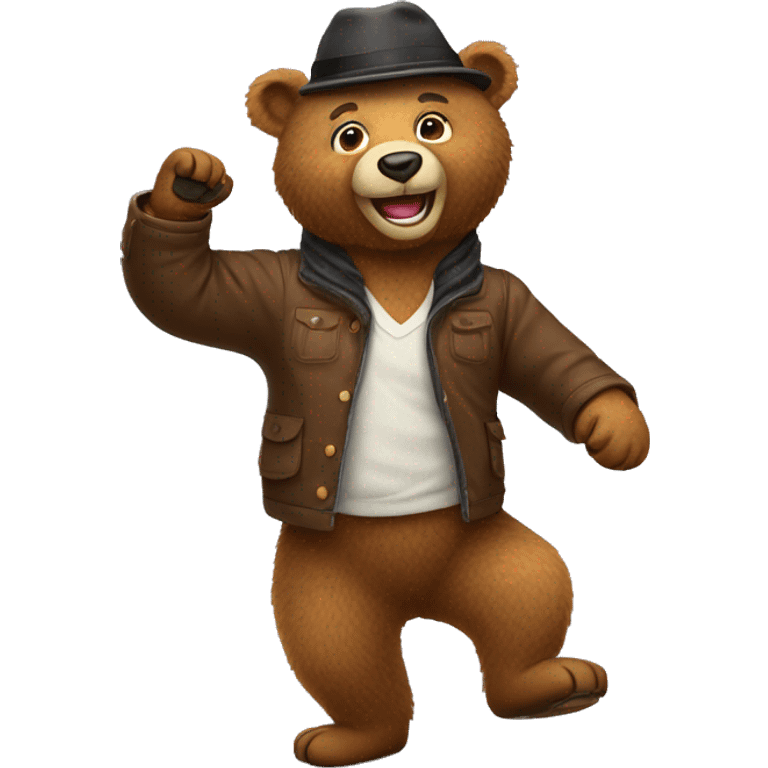 dancing bear in Ushanka emoji