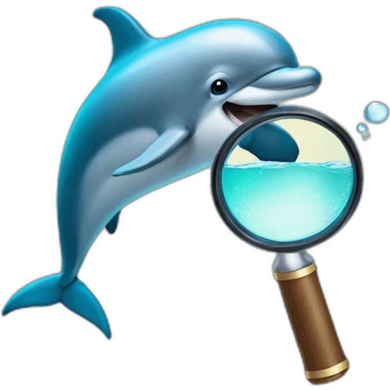 A dolphin with a magnifying glass emoji