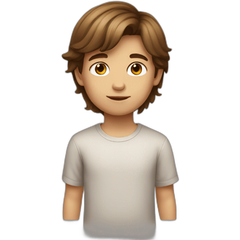 Little boy long brown hair emoji