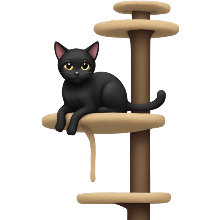 Black cat on a cat tree emoji