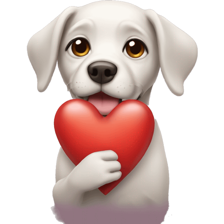 Dog holding a heart emoji