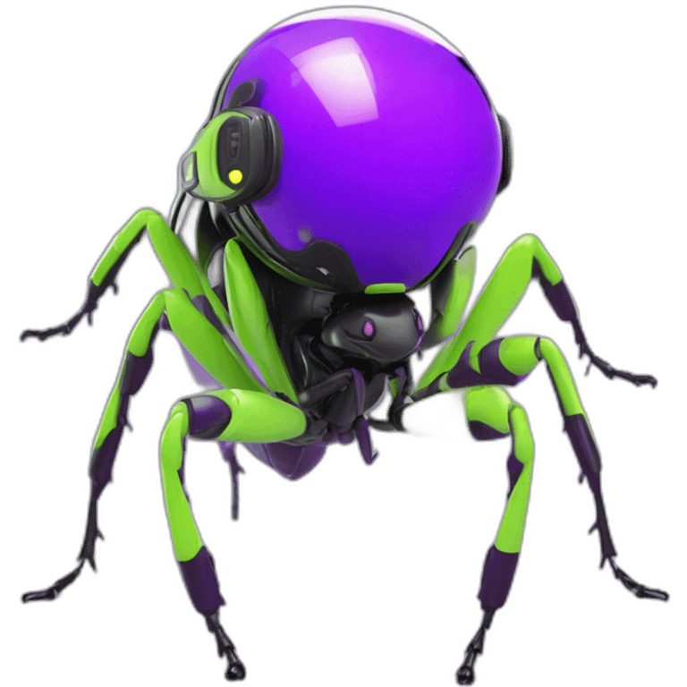 Ants 3D color lemon green and purple neon streetwear cybertech smart Futuristic cyber AR/VR point from him up doing a moonwalker emoji